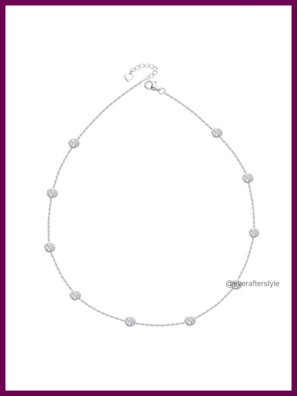 Moissanite Station Choker Necklace 925 Sterling Silver Adjustable 16-18